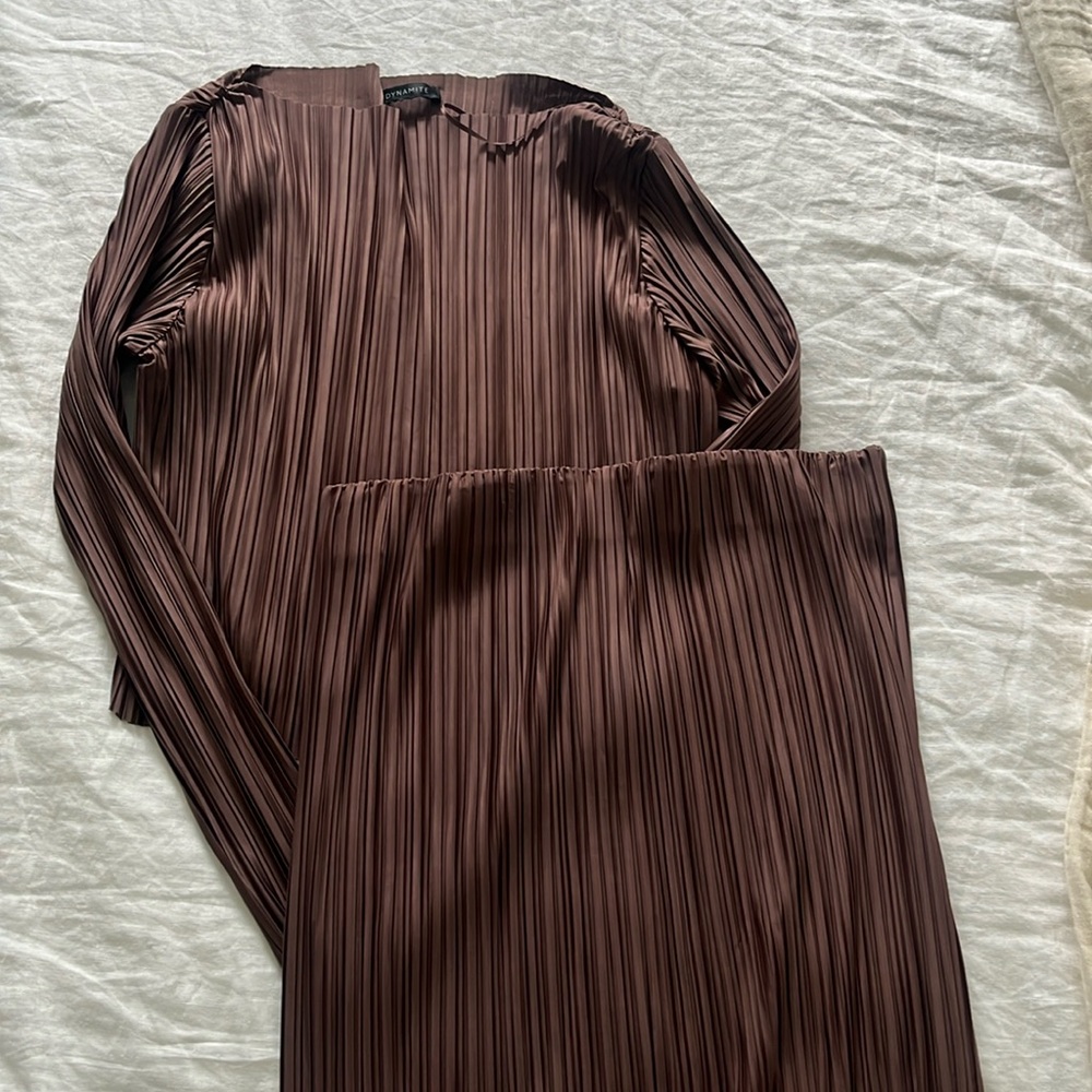 Brown top and skirt set